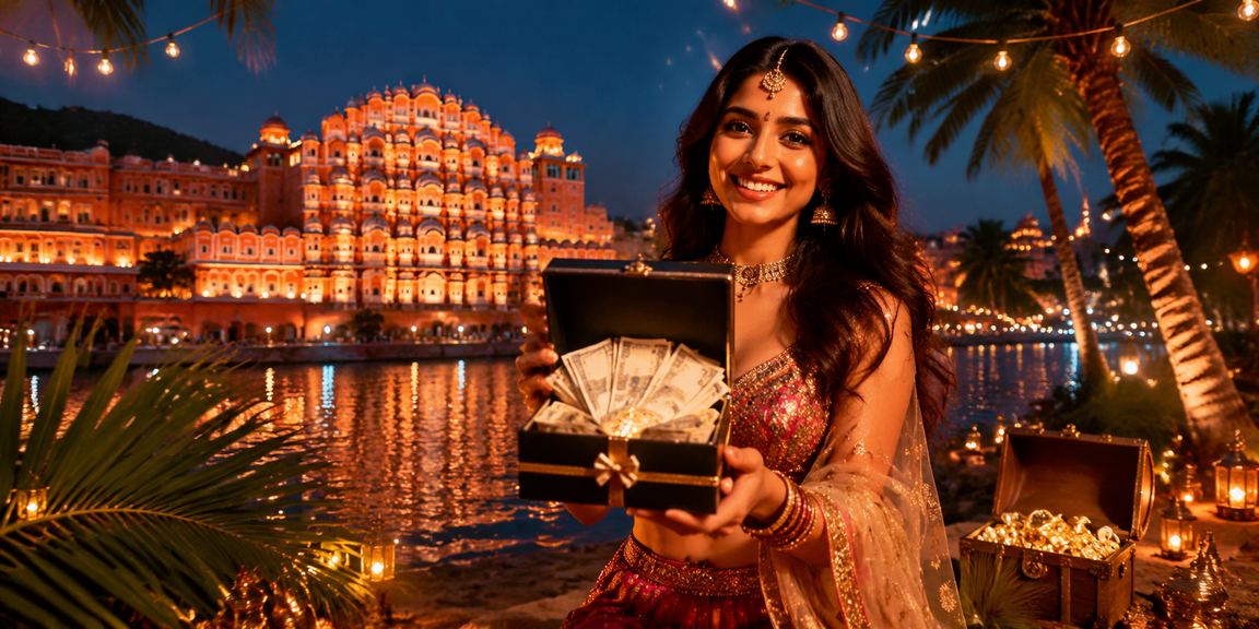View of Jaipur with vibrant entertainment and casino theme